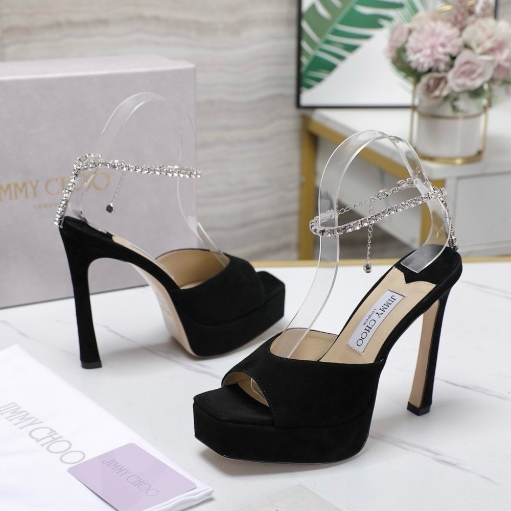 Jimmy Choo Platform Pump Crystal Women's High Heels Black